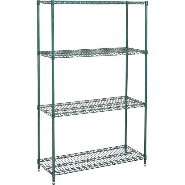 Nexel Medium Duty Wire Shelving Unit, Green Epoxy, 36W x 24D x 74H 243674GN - main